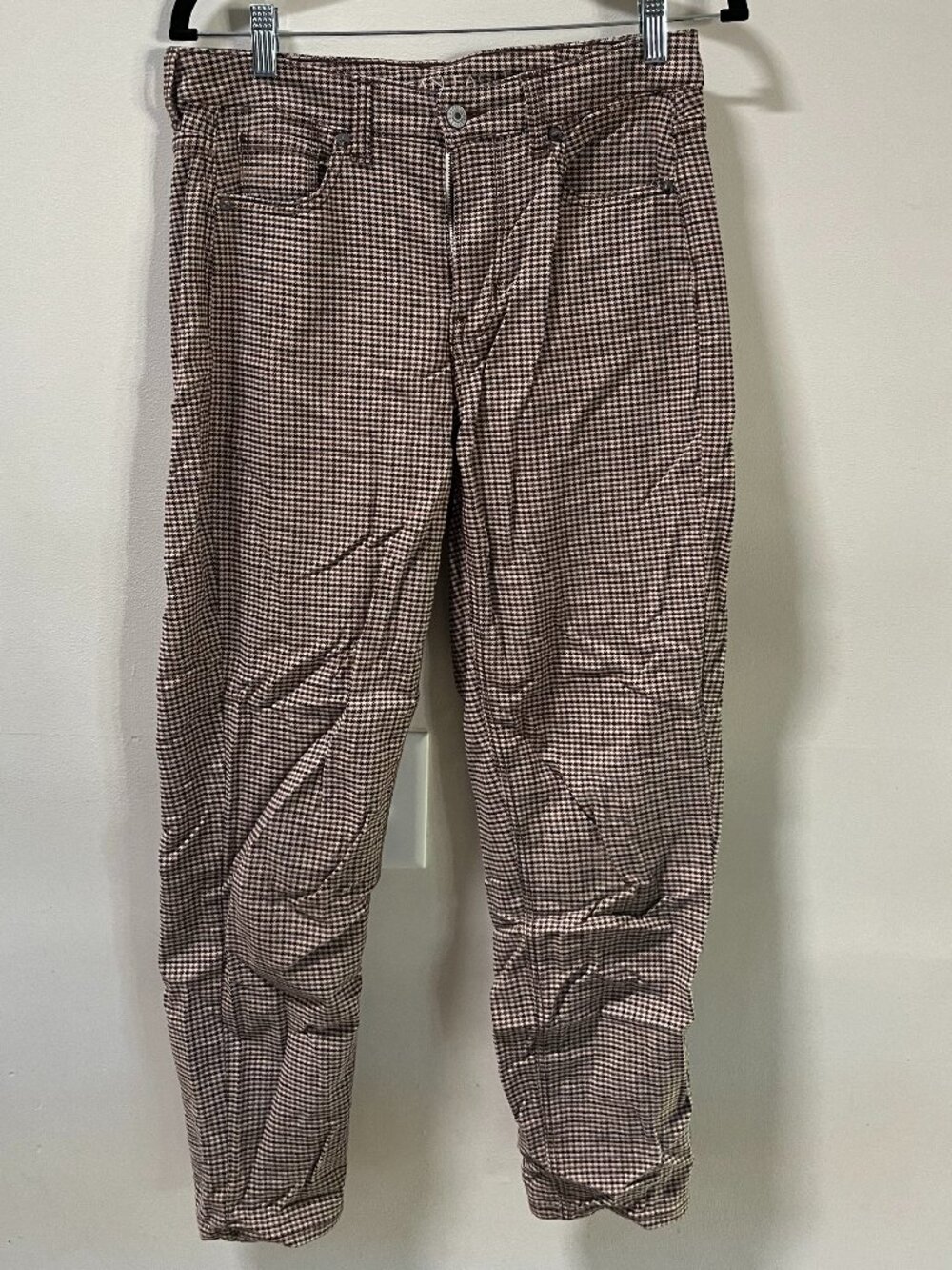 American Eagle Size 6 Brown and Tan Plaid Mom Style Pant